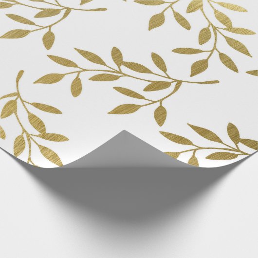 Romantischer Gold Botanischer Leaf Wedding Wrappin Geschenkpapier (Ecke)