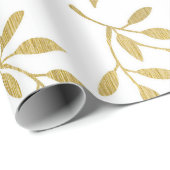 Romantischer Gold Botanischer Leaf Wedding Wrappin Geschenkpapier (Rolleneckpunkt)