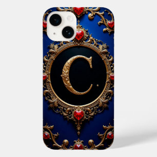 💛 Romantischer Gold-C-Monogramm-Herzrahmen Case-Mate iPhone 14 Hülle