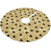 Romantischer Gold Glitzer Black Heart Design Weihn Polyester Weihnachtsbaumdecke (Schrägansicht)