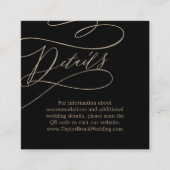 Romantischer Gold und Black QR Code Hochzeitsdetai Begleitkarte (Vorderseite)