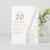 Romantischer Goldener Glitzer 20. Einladung (Stehend Vorderseite)