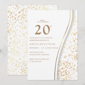 Romantischer Goldener Glitzer 20. Einladung (Vorne/Hinten)