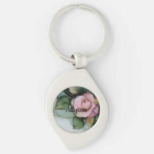 Romantischer goldener Rosé-Blush-Rosen-Blumen-Brau Schlüsselanhänger