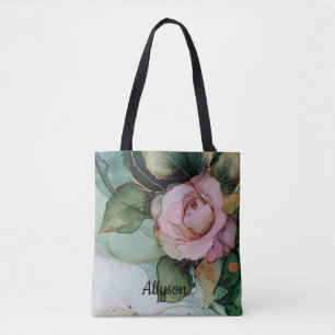 Romantischer goldener Rosé-Blüten-Hochzeitsdusche Tasche