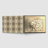 Romantischer Goldherz Satin Bow Gästebuch (Voll)