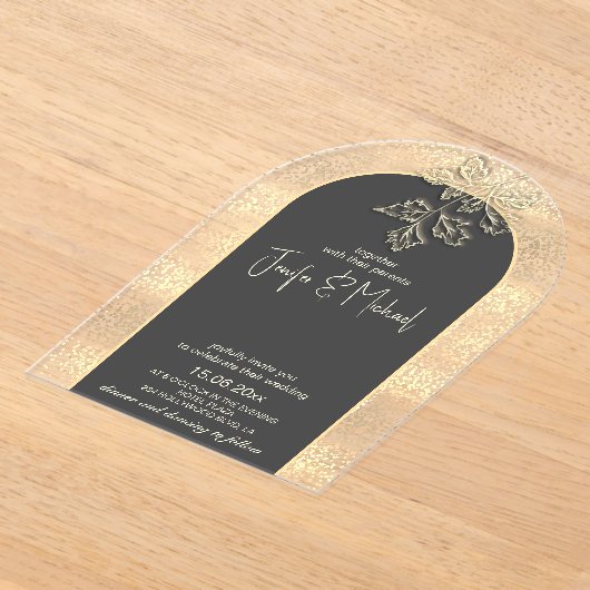 Romantischer Goldkonfetti Acryleinladungen (Ablage )