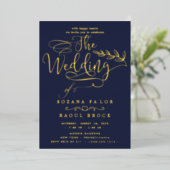 Romantischer Goldschmied | Blue Frame Wedding Folieneinladung (Stehend vorne)