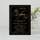 Romantischer Goldschmied | Blue Frame Wedding Folieneinladung (Stehend vorne)