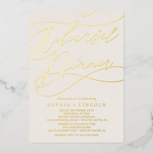 Romantischer Goldschmied | Elfenbeinküche Probe Folieneinladung (Vorderseite)