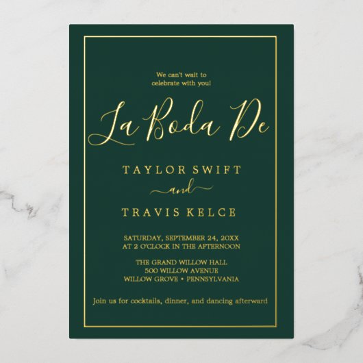 Romantischer Goldschmied | Emerald Frame La Boda D Folieneinladung (Vorderseite)