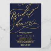 Romantischer Goldschmied | Navy Blue Brautparty Folieneinladung (Vorderseite)