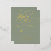 Romantischer Goldschmied | Sage Green Simple RSVP Folie Einladungspostkarte (Vorderseite/Rückseite)