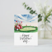 Romantischer Golfplatz mit Rose - Aquarell Feiertagspostkarte (Stehend Vorderseite)
