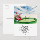 Romantischer Golfplatz mit Rose - Aquarell Feiertagspostkarte (Vorne/Hinten)