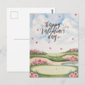 Romantischer Golfplatz mit Rose - Aquarell Postkarte (Vorne/Hinten)