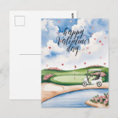 Romantischer Golfplatz mit Rose - Aquarell Postkarte (Vorne/Hinten)