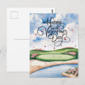 Romantischer Golfplatz mit Rose - Aquarell Postkarte (Vorne/Hinten)