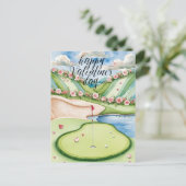 Romantischer Golfplatz mit Rose - Aquarell Postkarte (Stehend Vorderseite)