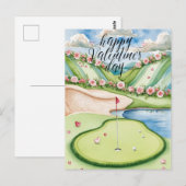 Romantischer Golfplatz mit Rose - Aquarell Postkarte (Vorne/Hinten)