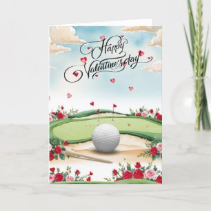 Romantischer Golfplatz mit Rosen – Aquarell Feiertagskarte