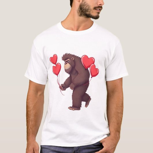 Romantischer Gorilla mit Herzballons T-Shirt (Vorderseite)