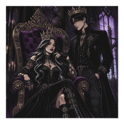 Romantischer Goth-König und -Königin | Dunkle Ästh Poster (Vorderseite)