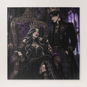 Romantischer Goth-König und -Königin Dunkle Ästh Puzzle