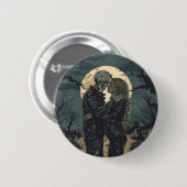 Romantischer gotischer Cartoon eines Skeletts und Button (Vorne & Hinten)