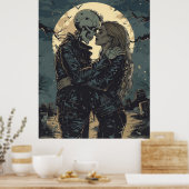 Romantischer gotischer Cartoon eines Skeletts und Poster (Küche)