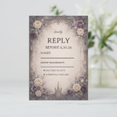 Romantischer gotischer Floralstil RSVP Karte (Stehend Vorderseite)