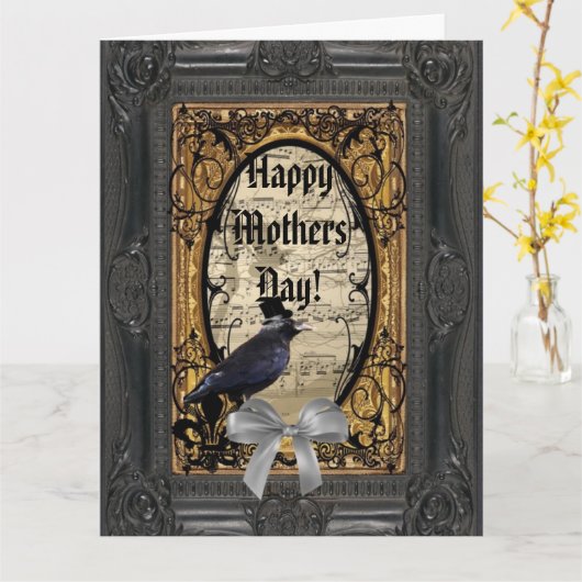 Romantischer gotischer Krähenmuttertag Karte (Gelbe Blume)