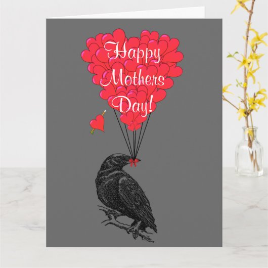 Romantischer gotischer Krähenmuttertag Karte (Gelbe Blume)