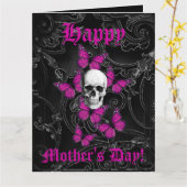 Romantischer gotischer Schädelmuttertag Karte (Gelbe Blume)