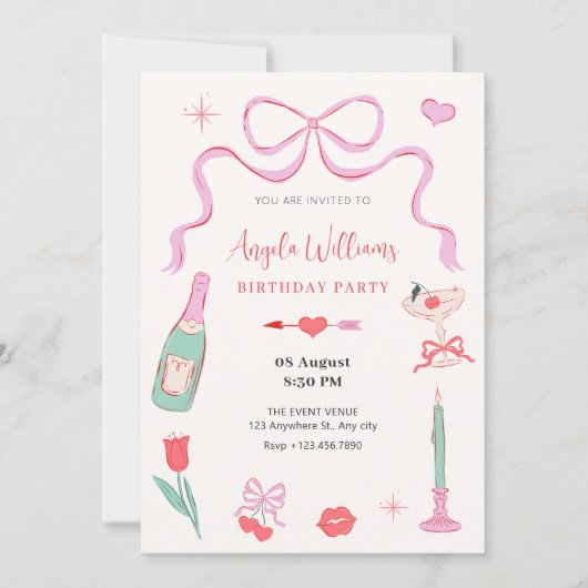 Romantischer Grasgebirge Geburtstag Einladung (Vorderseite)