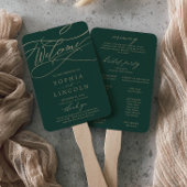 Romantischer Grüne Kalligrafie-Hochzeitsprogramm F Fächer