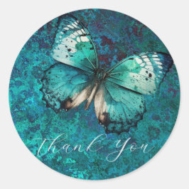 Romantischer grüner Schmetterling vielen Dank Runder Aufkleber