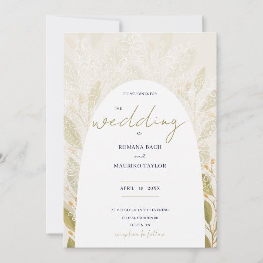 Romantischer Grüner Tee Wasserfarbe Einladung (Vorderseite)