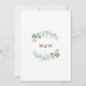 Romantischer Grünkränze-Monogramm-Hochzeit Einladung (Rückseite)
