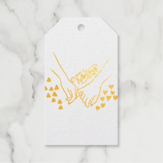 Romantischer Hand-in-Hand-Geschenktag mit Goldakze Geschenkanhänger (Vorderseite)
