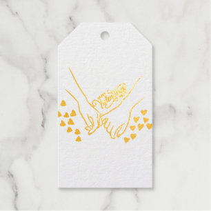 Romantischer Hand-in-Hand-Geschenktag mit Goldakze Geschenkanhänger