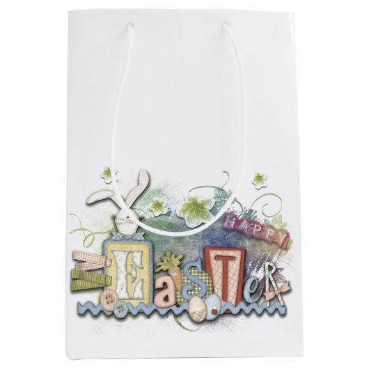 Romantischer Happy Ostersonne Gruß Niedlicher Text Mittlere Geschenktüte (Vorderseite)