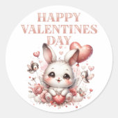 Romantischer Happy Valentine's Day Niedlich Round  Runder Aufkleber (Vorderseite)