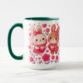 Romantischer Hasen-Paar-Herz-Keramikbecher Tasse (Links)