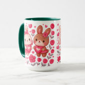 Romantischer Hasen-Paar-Herz-Keramikbecher Tasse (Vorderseite Links)