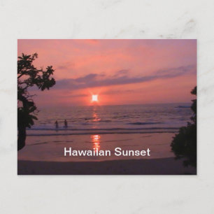 Romantischer hawaiianischer Sonnenuntergang am Oze Postkarte