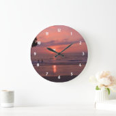 Romantischer hawaiianischer Sonnenuntergang Große Wanduhr (Zuhause)