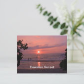 Romantischer hawaiianischer Sonnenuntergang Postkarte (Stehend Vorderseite)