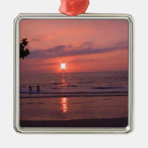 Romantischer hawaiianischer Sonnenuntergang Silbernes Ornament