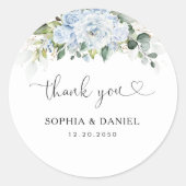 Romantischer hellblauer Blumenhochzeit-Sticker Runder Aufkleber (Vorderseite)